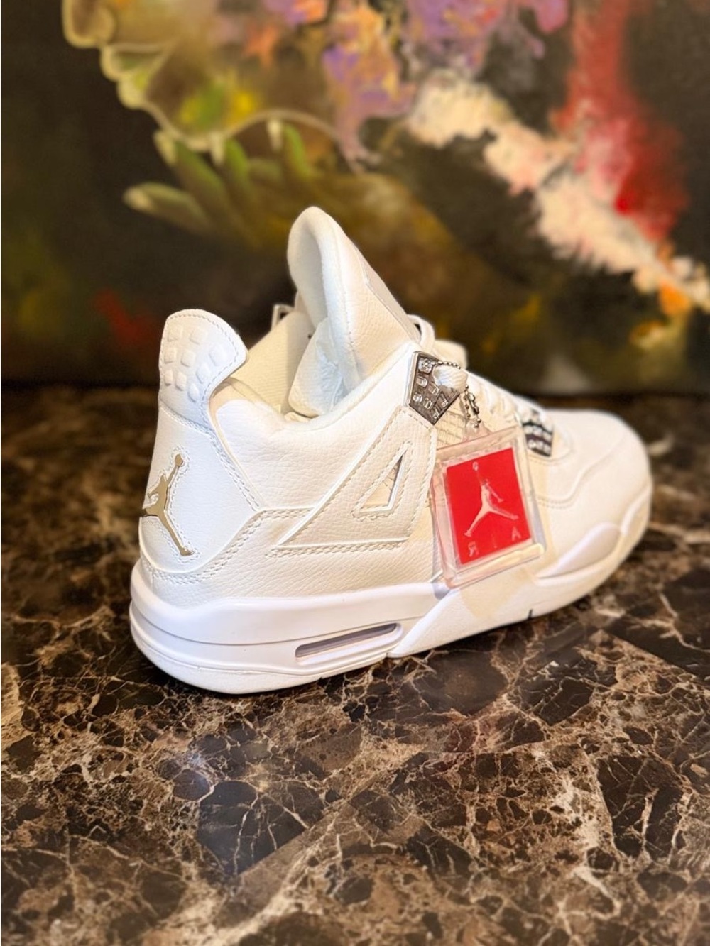 Jordan Kids White Leather Sneakers with Red Jumpman Tag